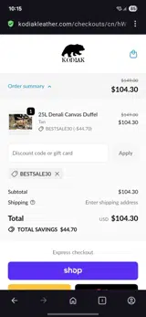 Bestsale30 coupon verification screenshot