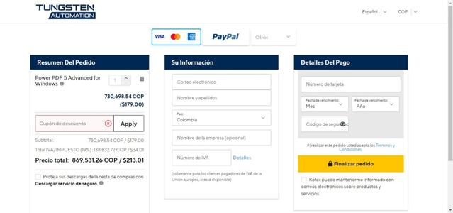 Tungsten Automation checkout page showing Tungsten Automation promo code box | Screenshot taken by SimplyCodes community member on Jan 29, 2024