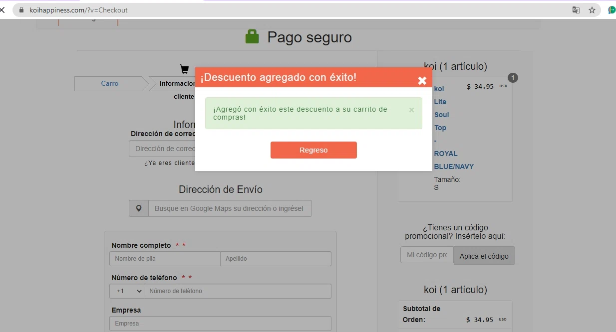 Koi Scrubs checkout page showing Koi Scrubs coupon code box | Screenshot taken by SimplyCodes community member on Jun 13, 2020
