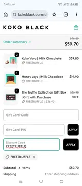 FREETRUFFLE coupon verification screenshot