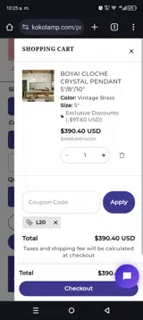 L20 coupon verification screenshot