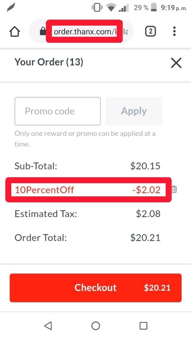 Kolache Factory checkout page showing Kolache Factory promo code box | Screenshot taken by SimplyCodes community member on Jun 13, 2020