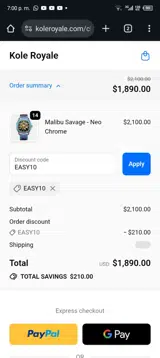 EASY10 coupon verification screenshot