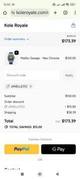 JANELLE312 coupon verification screenshot