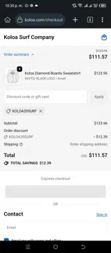 Koloa coupon verification screenshot