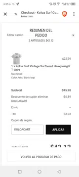 Koloa coupon verification screenshot