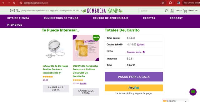 Kombucha Kamp checkout page showing Kombucha Kamp coupon code box | Screenshot taken by SimplyCodes community member on Aug 25, 2025