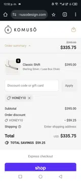 Honey10 coupon verification screenshot