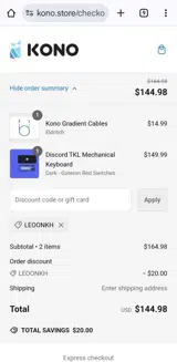 LEOONKH coupon verification screenshot