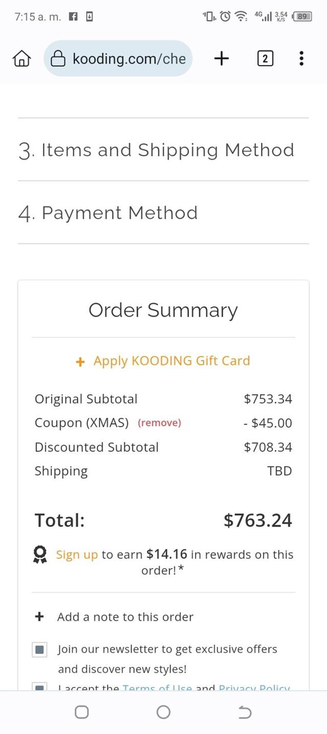 Kooding.com checkout page showing Kooding.com discount code box | Screenshot taken by SimplyCodes community member on Dec 16, 2024
