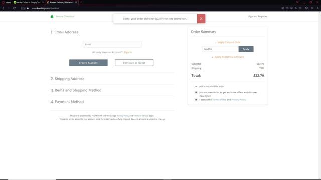Kooding.com checkout page showing Kooding.com discount code box | Screenshot taken by SimplyCodes community member on Mar 15, 2025
