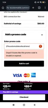 2Fkoodomobilereferafriend coupon verification screenshot
