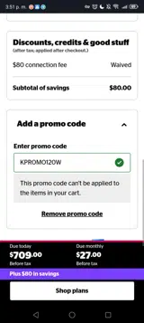 KPROMO120W coupon verification screenshot