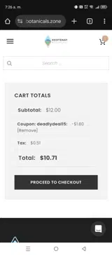 Kootenay Botanicals coupon verification screenshot