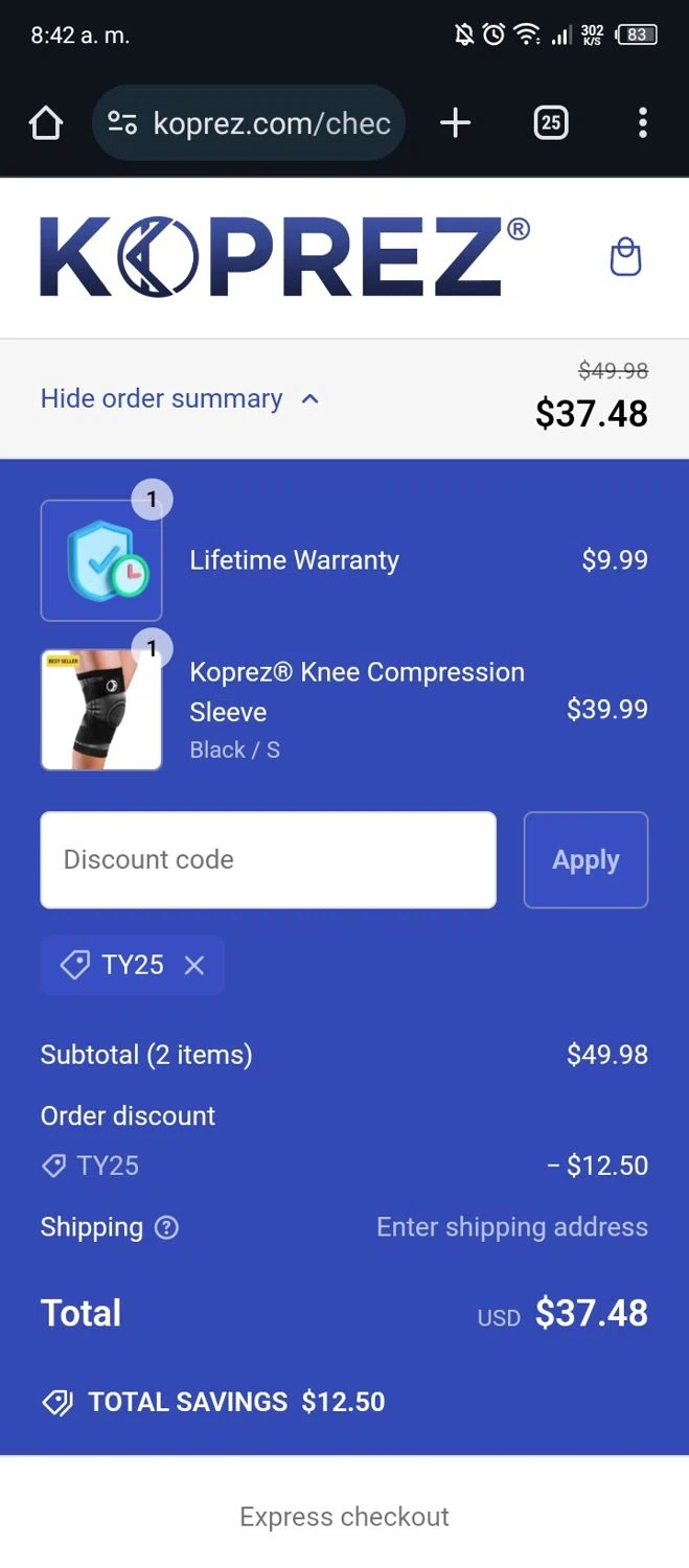 where to use Koprez promo code box
