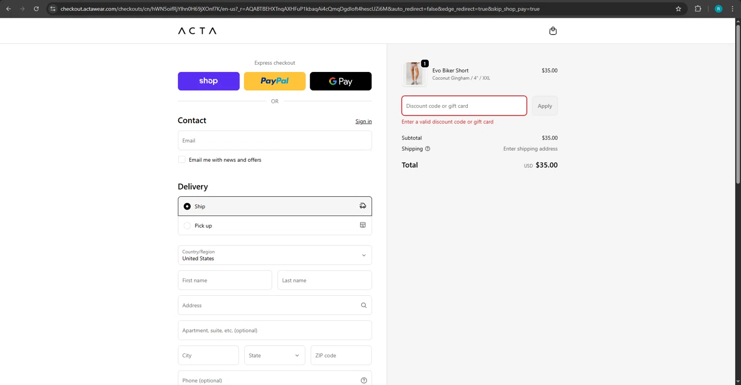 Acta discount code screenshot showing code Rylee applied at Acta checkout page. Uploaded by SimplyCodes community member kaiser2 on Nov 28, 2025