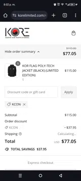 Korelimited coupon verification screenshot