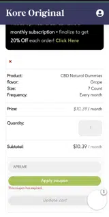 APRILME coupon verification screenshot
