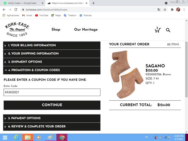 Kork-Ease checkout page showing Kork-Ease promo code box | Screenshot taken by SimplyCodes community member on May 7, 2021