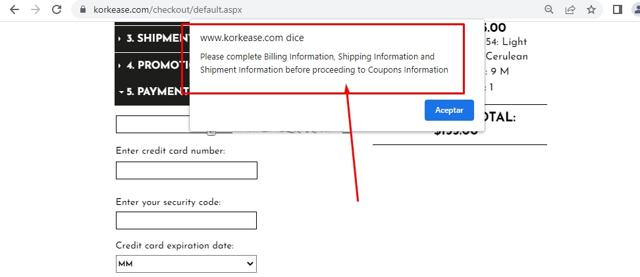 Kork-Ease checkout page showing Kork-Ease promo code box | Screenshot taken by SimplyCodes community member on Oct 20, 2022
