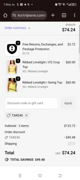 Take40 coupon verification screenshot