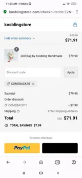 comeback10 coupon verification screenshot