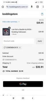 comenback10 coupon verification screenshot