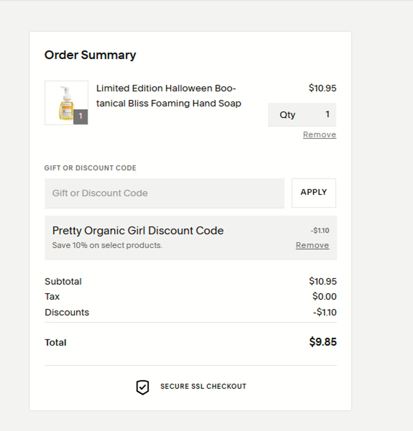 Kosmatology checkout page showing Kosmatology coupon code box | Screenshot taken by SimplyCodes community member on Sep 22, 2025