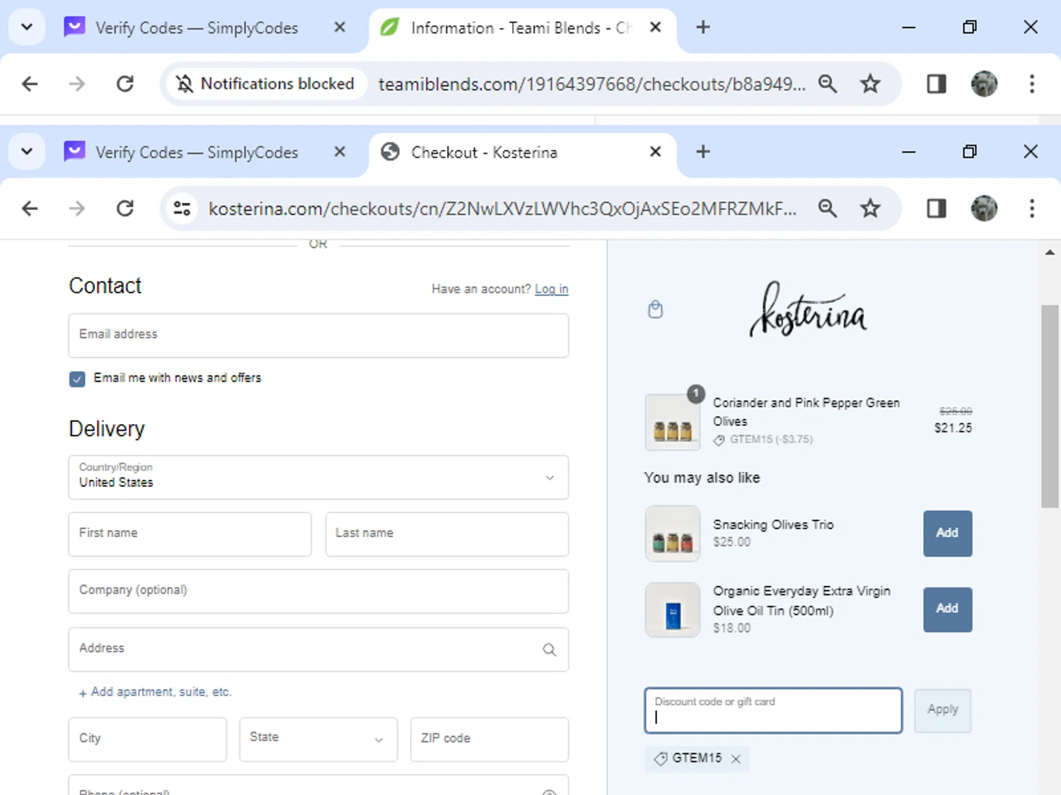 how to use Kosterina coupons