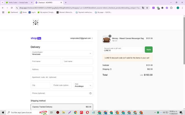 KOVERED checkout page showing KOVERED discount code box | Screenshot taken by SimplyCodes community member on Aug 11, 2025