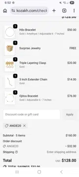 Angie20 coupon verification screenshot