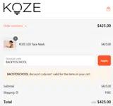 BACKTOSCHOOL coupon verification screenshot