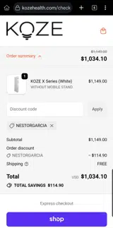 NESTORGARCIA coupon verification screenshot