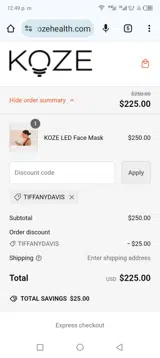 TIFFANYDAVIS coupon verification screenshot