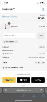 PILATESRX coupon verification screenshot
