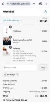 Mysha24 coupon verification screenshot