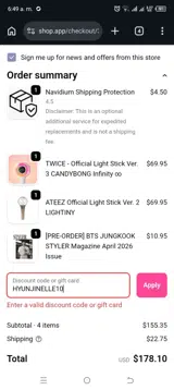 HYUNJINELLE10 coupon verification screenshot