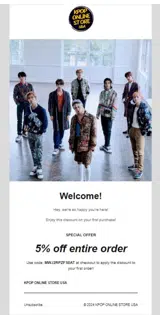 KPOP Online Store Usa coupon verification screenshot