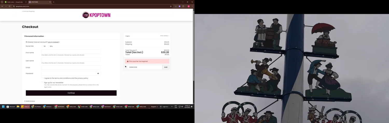 KPOPTOWN promo code screenshot showing code S88KD2GR applied at KPOPTOWN checkout page. Uploaded by SimplyCodes community member TreasureWarden457 on Apr 22, 2025
