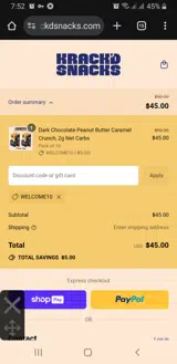 WELCOME10 coupon verification screenshot
