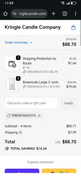 DREWYAUCH15 coupon verification screenshot
