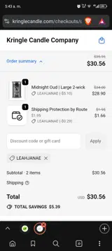LEAHJANAE coupon verification screenshot
