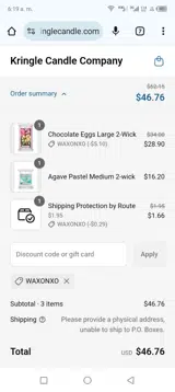 WAXONXO coupon verification screenshot