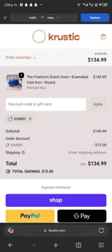 KIMMY coupon verification screenshot