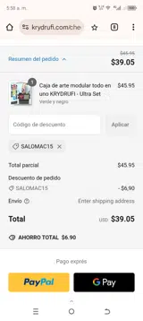 Krydrufi coupon verification screenshot