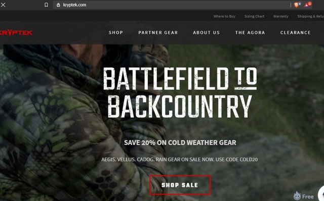 Kryptek checkout page showing Kryptek discount code box | Screenshot taken by SimplyCodes community member on Oct 17, 2020