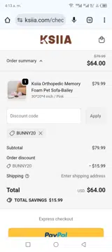 Bunny20 coupon verification screenshot