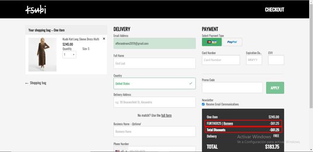 Ksubi checkout page showing Ksubi discount code box | Screenshot taken by SimplyCodes community member on Feb 4, 2021