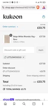 LITTLEWOOD10 coupon verification screenshot