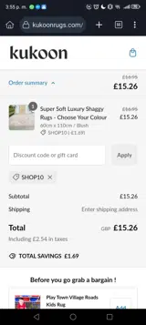 SHOP10 coupon verification screenshot